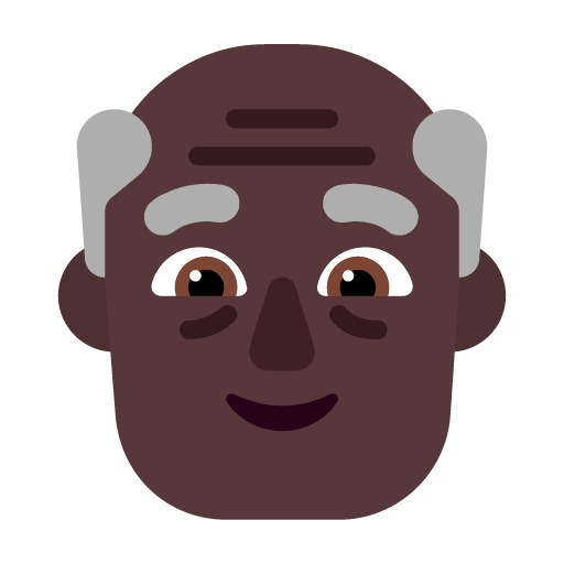 Microsoft design of the old man: dark skin tone emoji verson:Windows-11-22H2