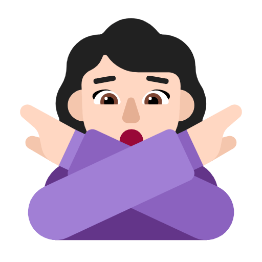 Microsoft design of the woman gesturing NO: light skin tone emoji verson:Windows-11-23H2