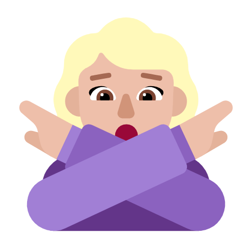 Microsoft design of the woman gesturing NO: medium-light skin tone emoji verson:Windows-11-23H2