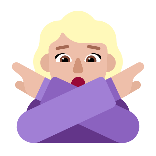 Microsoft design of the woman gesturing NO: medium-light skin tone emoji verson:Windows-11-23H2