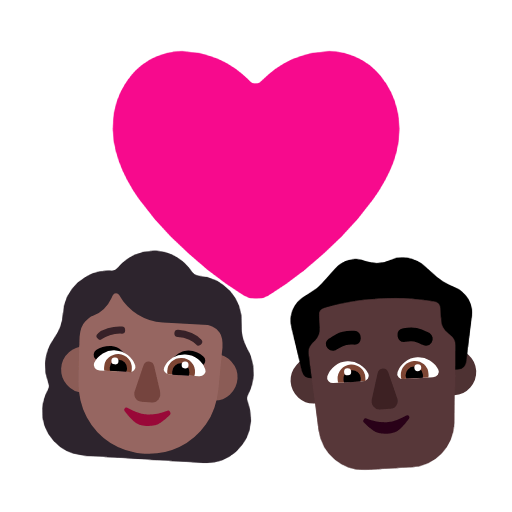 Microsoft design of the couple with heart: woman man medium-dark skin tone dark skin tone emoji verson:Windows-11-23H2