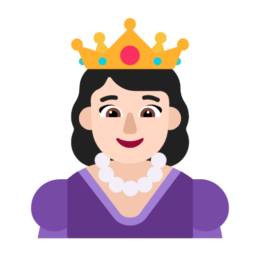Microsoft design of the princess: light skin tone emoji verson:Windows-11-23H2