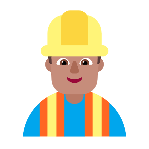 Microsoft design of the man construction worker: medium skin tone emoji verson:Windows-11-23H2