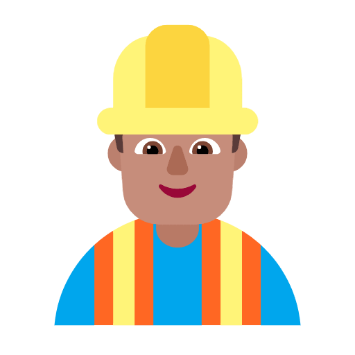 Microsoft design of the man construction worker: medium skin tone emoji verson:Windows-11-23H2