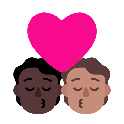 Microsoft design of the kiss: person person dark skin tone medium skin tone emoji verson:Windows-11-23H2