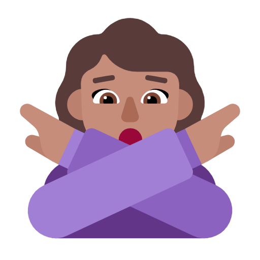 Microsoft design of the woman gesturing NO: medium skin tone emoji verson:Windows-11-23H2