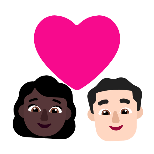 Microsoft design of the couple with heart: woman man dark skin tone light skin tone emoji verson:Windows-11-23H2