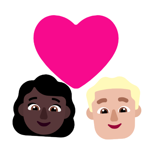 Microsoft design of the couple with heart: woman man dark skin tone medium-light skin tone emoji verson:Windows-11-23H2