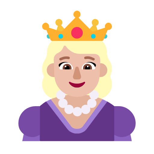 Microsoft design of the princess: medium-light skin tone emoji verson:Windows-11-23H2