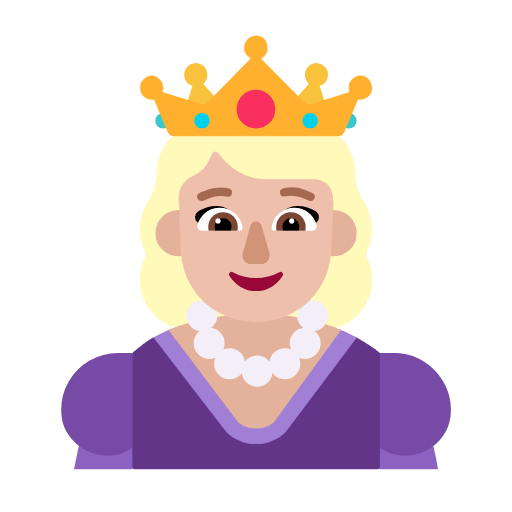 Microsoft design of the princess: medium-light skin tone emoji verson:Windows-11-23H2