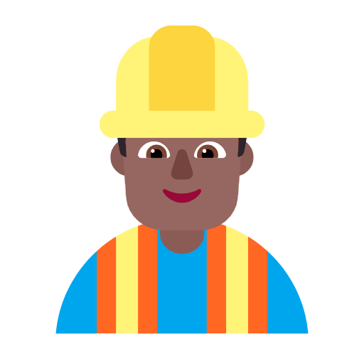 Microsoft design of the man construction worker: medium-dark skin tone emoji verson:Windows-11-23H2