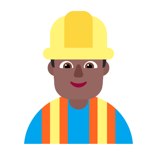 Microsoft design of the man construction worker: medium-dark skin tone emoji verson:Windows-11-23H2