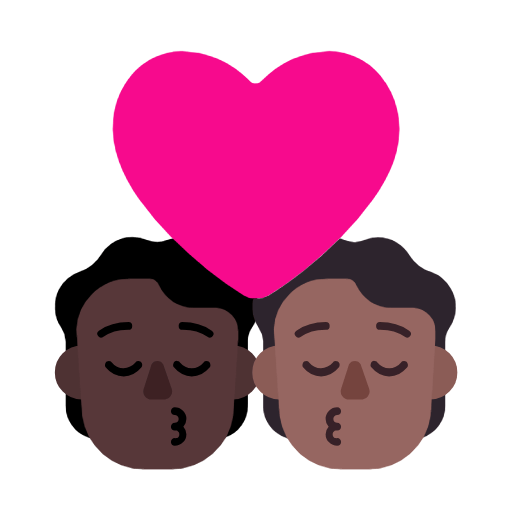 Microsoft design of the kiss: person person dark skin tone medium-dark skin tone emoji verson:Windows-11-23H2