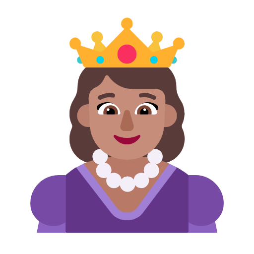 Microsoft design of the princess: medium skin tone emoji verson:Windows-11-23H2