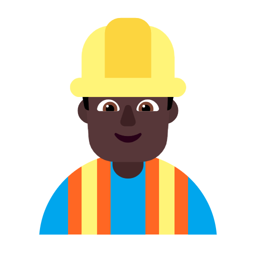 Microsoft design of the man construction worker: dark skin tone emoji verson:Windows-11-23H2