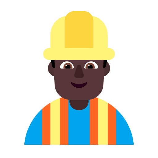 Microsoft design of the man construction worker: dark skin tone emoji verson:Windows-11-23H2