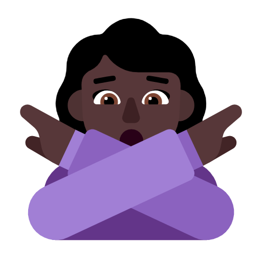 Microsoft design of the woman gesturing NO: dark skin tone emoji verson:Windows-11-23H2