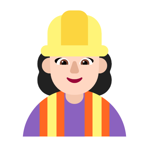 Microsoft design of the woman construction worker: light skin tone emoji verson:Windows-11-23H2