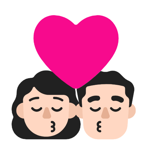 Microsoft design of the kiss: woman man light skin tone emoji verson:Windows-11-23H2