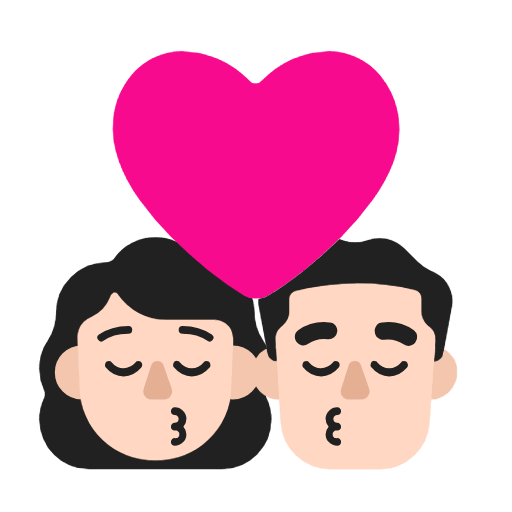 Microsoft design of the kiss: woman man light skin tone emoji verson:Windows-11-23H2