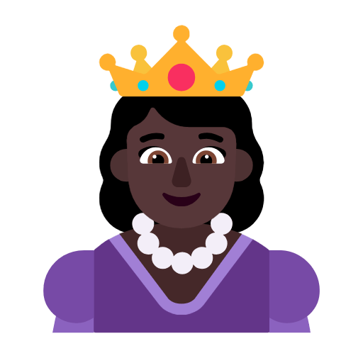 Microsoft design of the princess: dark skin tone emoji verson:Windows-11-23H2