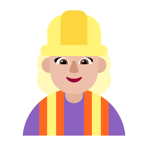Microsoft design of the woman construction worker: medium-light skin tone emoji verson:Windows-11-23H2