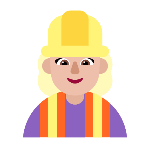 Microsoft design of the woman construction worker: medium-light skin tone emoji verson:Windows-11-23H2
