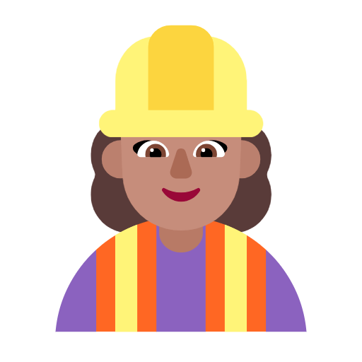 Microsoft design of the woman construction worker: medium skin tone emoji verson:Windows-11-23H2