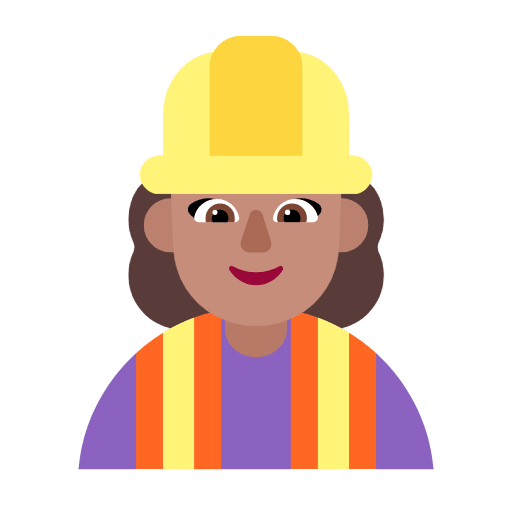 Microsoft design of the woman construction worker: medium skin tone emoji verson:Windows-11-23H2