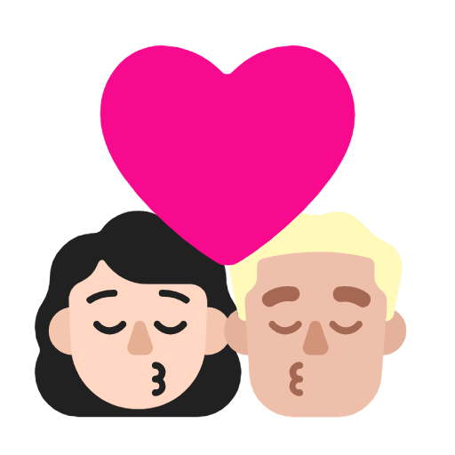 Microsoft design of the kiss: woman man light skin tone medium-light skin tone emoji verson:Windows-11-23H2