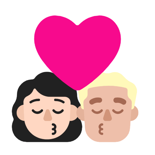 Microsoft design of the kiss: woman man light skin tone medium-light skin tone emoji verson:Windows-11-23H2