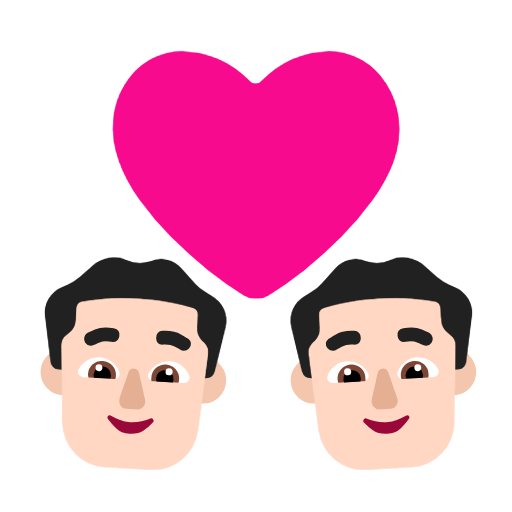 Microsoft design of the couple with heart: man man light skin tone emoji verson:Windows-11-23H2
