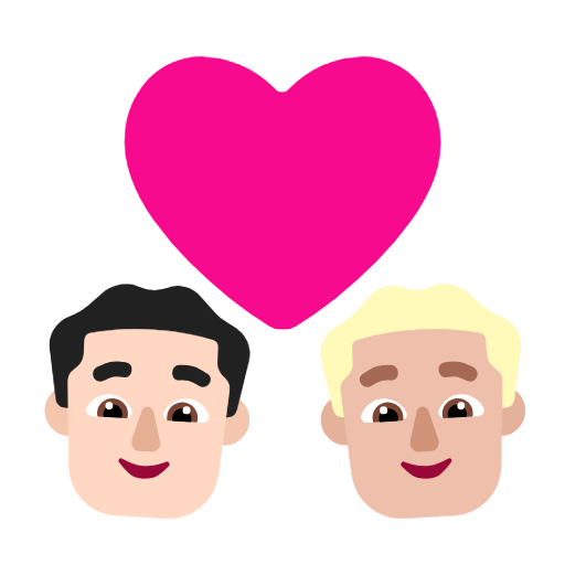 Microsoft design of the couple with heart: man man light skin tone medium-light skin tone emoji verson:Windows-11-23H2