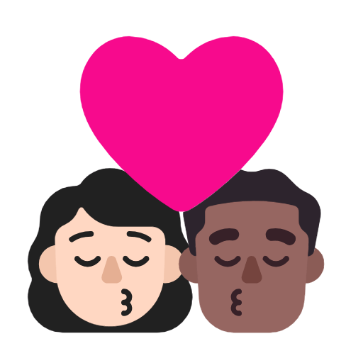 Microsoft design of the kiss: woman man light skin tone medium-dark skin tone emoji verson:Windows-11-23H2