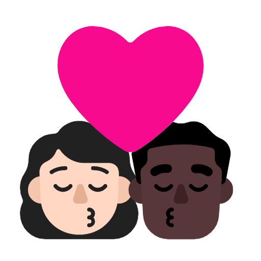 Microsoft design of the kiss: woman man light skin tone dark skin tone emoji verson:Windows-11-23H2