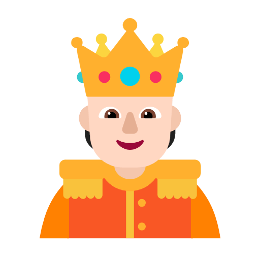 Microsoft design of the person with crown: light skin tone emoji verson:Windows-11-23H2