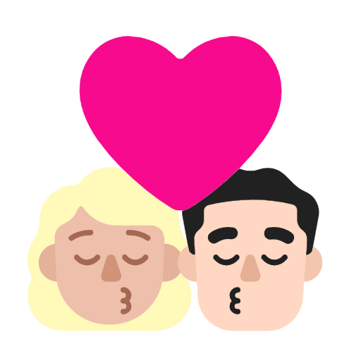 Microsoft design of the kiss: woman man medium-light skin tone light skin tone emoji verson:Windows-11-23H2
