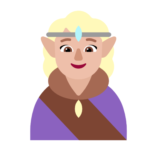 Microsoft design of the woman elf: medium-light skin tone emoji verson:Windows-11-23H2