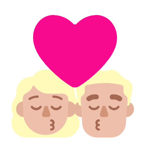 Microsoft design of the kiss: woman man medium-light skin tone emoji verson:Windows-11-23H2
