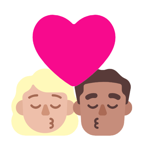 Microsoft design of the kiss: woman man medium-light skin tone medium skin tone emoji verson:Windows-11-23H2