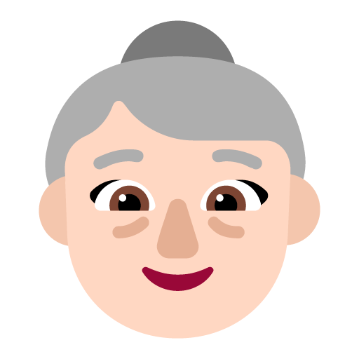 Microsoft design of the old woman: light skin tone emoji verson:Windows-11-22H2