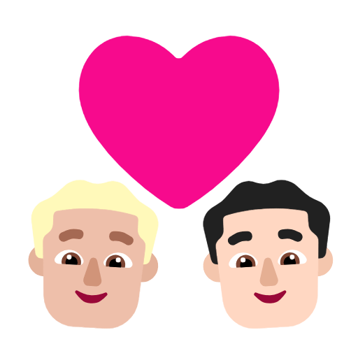 Microsoft design of the couple with heart: man man medium-light skin tone light skin tone emoji verson:Windows-11-23H2