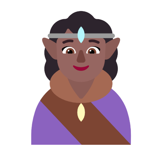 Microsoft design of the woman elf: medium-dark skin tone emoji verson:Windows-11-23H2