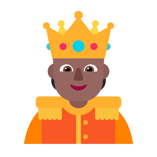 Microsoft design of the person with crown: medium-dark skin tone emoji verson:Windows-11-23H2