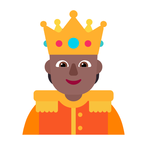 Microsoft design of the person with crown: medium-dark skin tone emoji verson:Windows-11-23H2