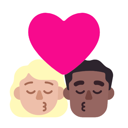 Microsoft design of the kiss: woman man medium-light skin tone medium-dark skin tone emoji verson:Windows-11-23H2