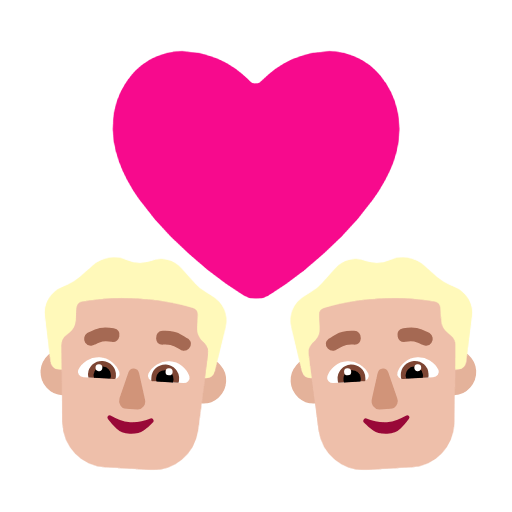 Microsoft design of the couple with heart: man man medium-light skin tone emoji verson:Windows-11-23H2