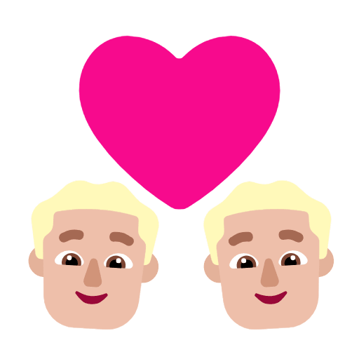 Microsoft design of the couple with heart: man man medium-light skin tone emoji verson:Windows-11-23H2