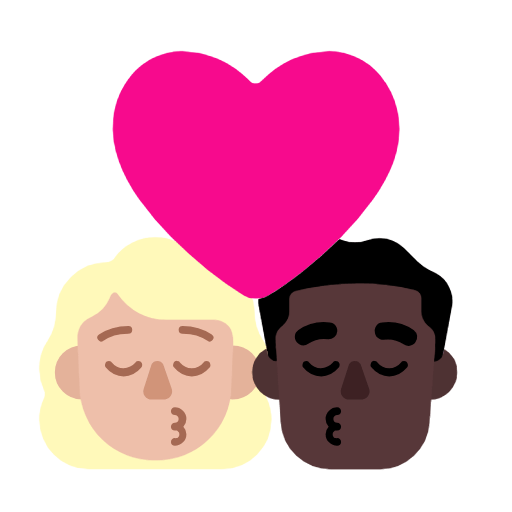 Microsoft design of the kiss: woman man medium-light skin tone dark skin tone emoji verson:Windows-11-23H2