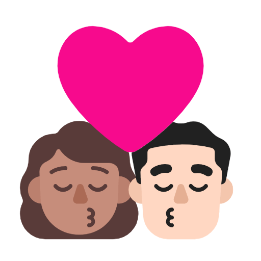Microsoft design of the kiss: woman man medium skin tone light skin tone emoji verson:Windows-11-23H2